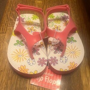 Kohl's toddler flip flops white child's drawing Shoes sandal toddler 8/9 Velcro
